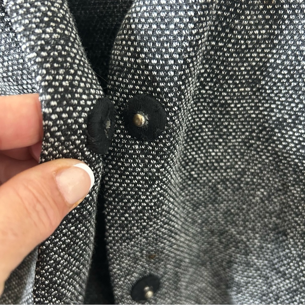H&M Divided Long Lightweight Button Closure Textured-Weave Black/White Coat Sz 4 - Picture 8 of 11